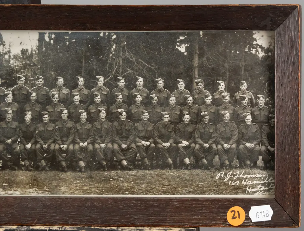 framed vintage military photograph H-130 W-540 (framing needs attention) Image 1++