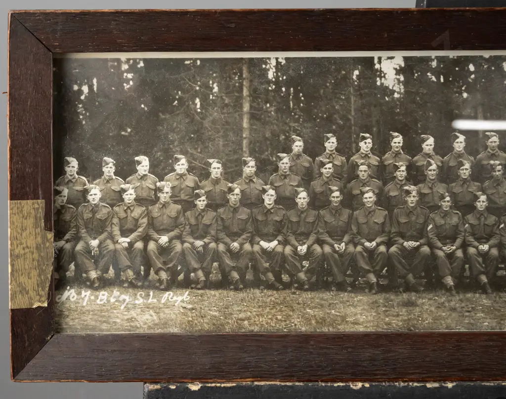 framed vintage military photograph H-130 W-540 (framing needs attention) Image 1++