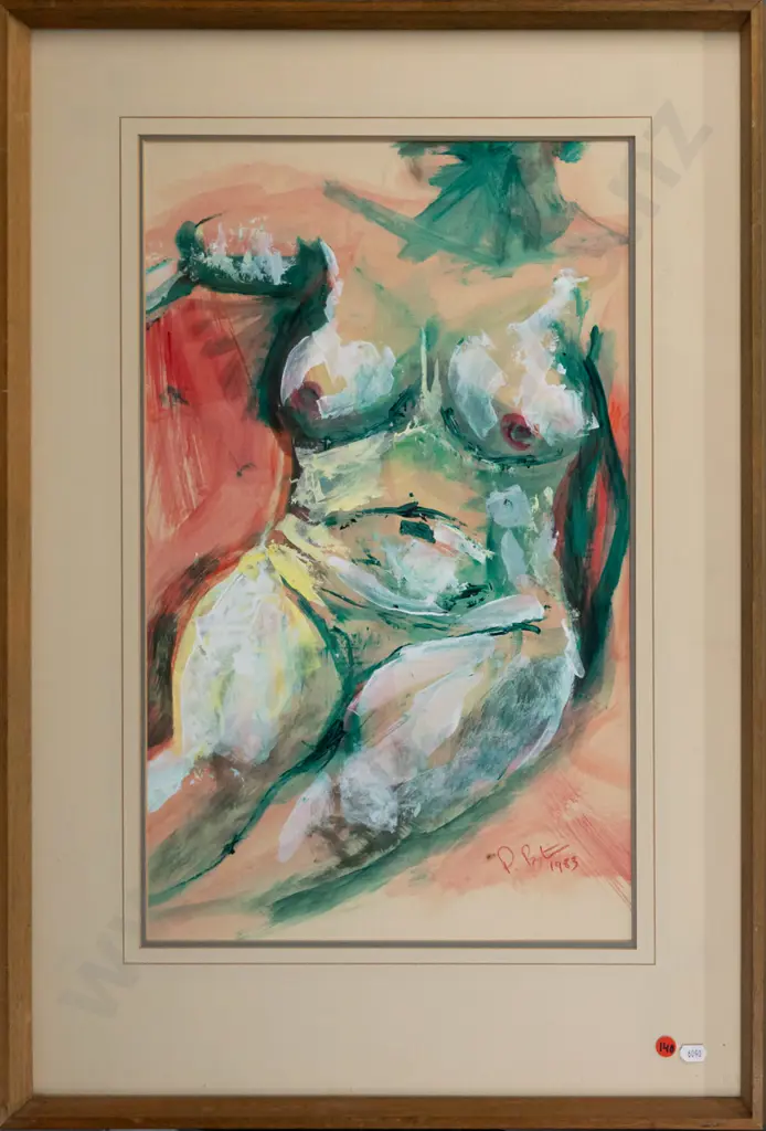 Peter Bannister 1983 - framed acrylic - torso H-540 W-340 Image 1++