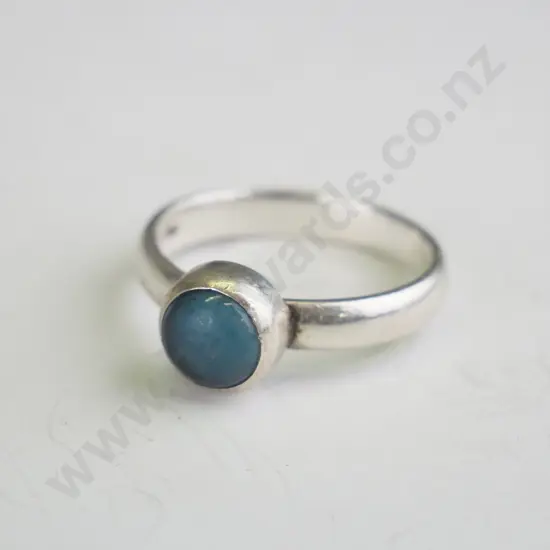 silver ring with blue stone 