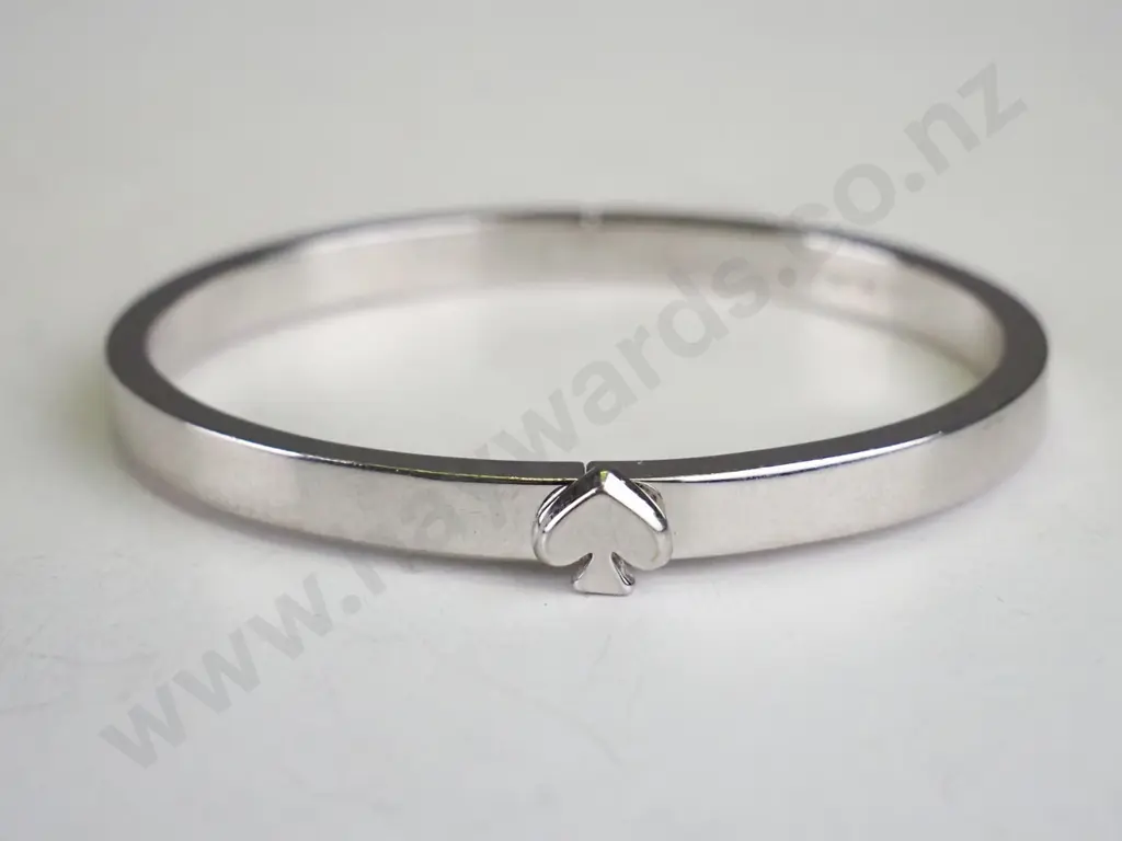 Bangle, Silver, Kate Spade, love heart on front Image 1++