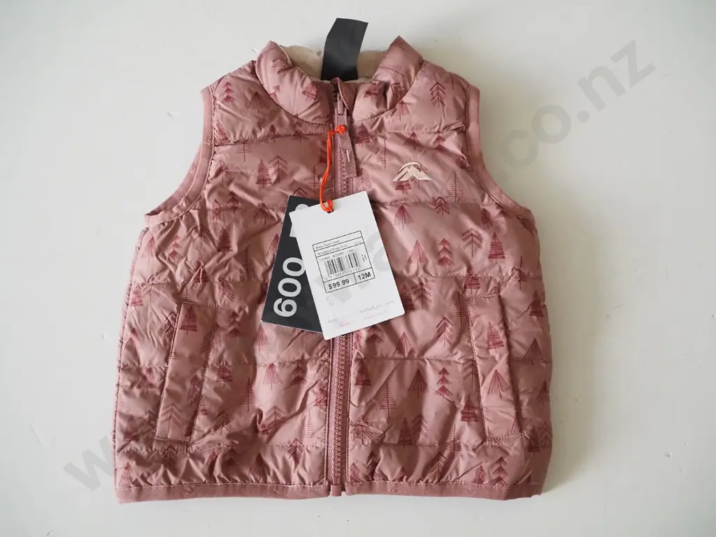 Baby Down Vest, coloured pink Image 1++