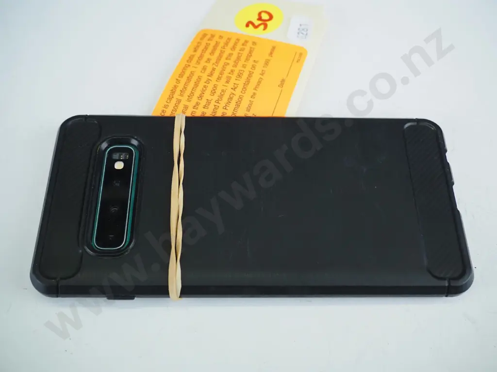 Samsung phone green/blue back in black case Image 1++