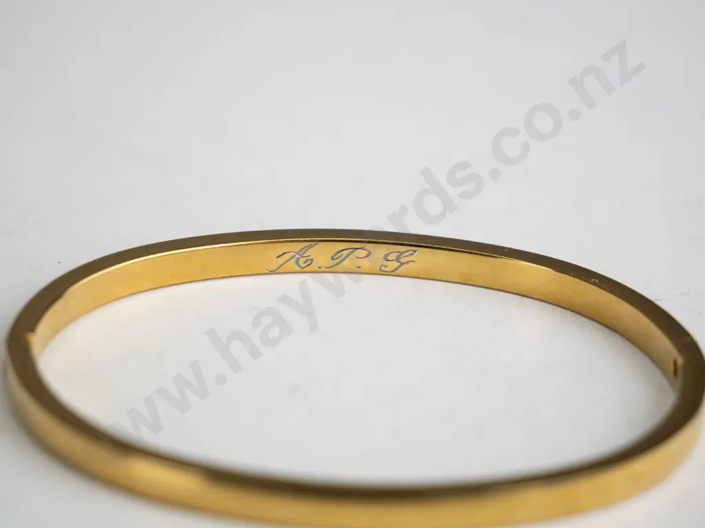 Oval Gold Bangle - inscriptions on inside Image 1++