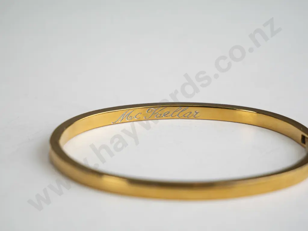 Oval Gold Bangle - inscriptions on inside Image 1++