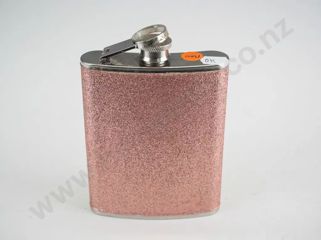 Stainless steel hip flask - with pink sparkles  Image 1++