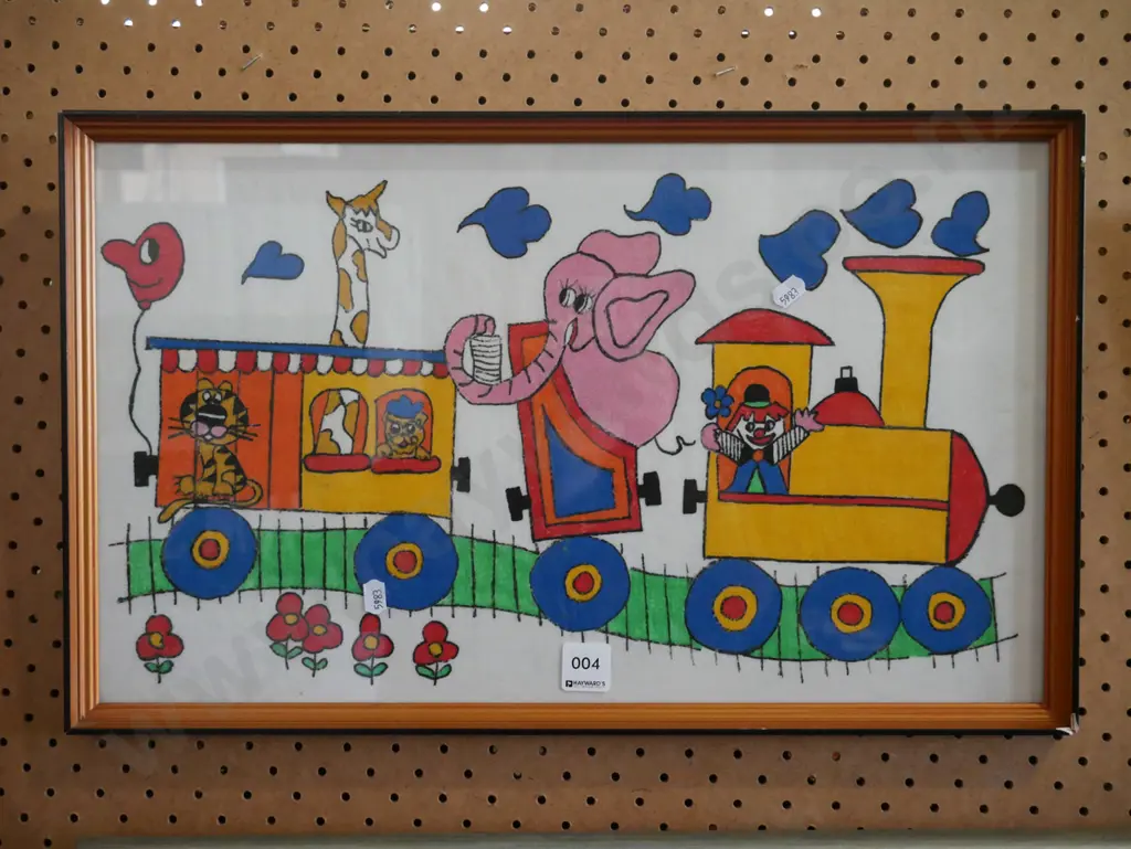 framed acrylic - child's train Image 1++