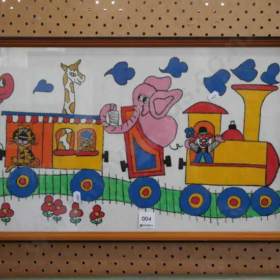 framed acrylic - child's train