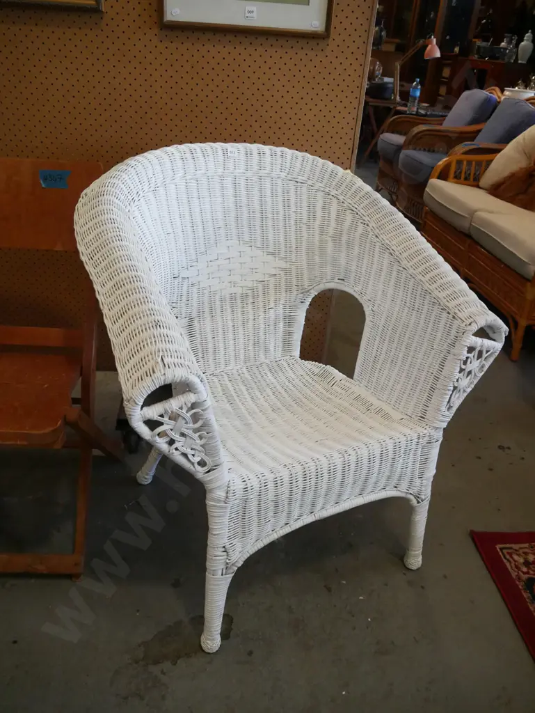 white painted cane armchair Image 1++