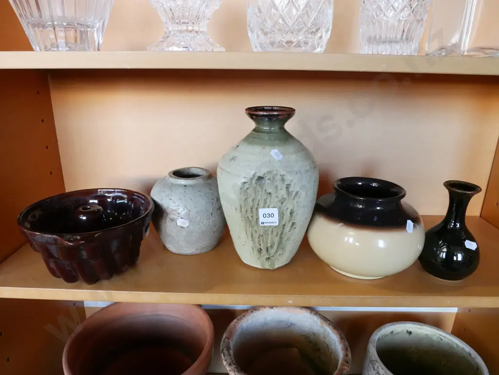 Teal Pottery bowl, studio pottery vases, jelly mould Image 1++