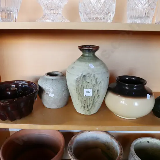 Teal Pottery bowl, studio pottery vases, jelly mould