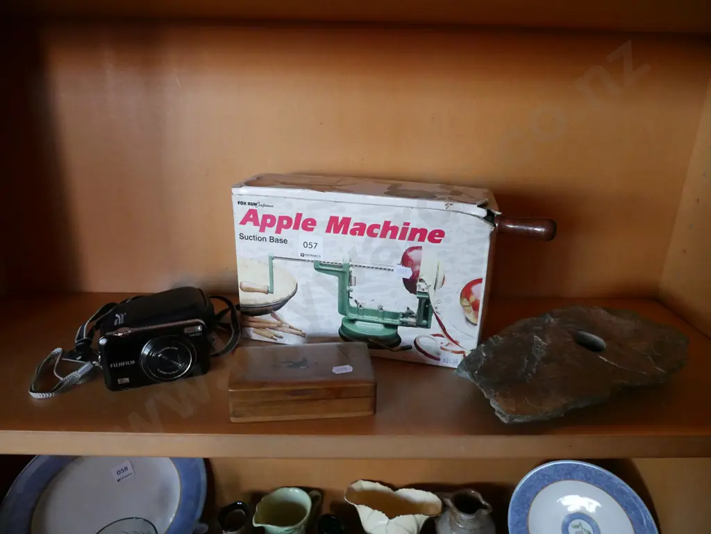 digital camera, trinket box, apple peeler, schist vase Image 1++
