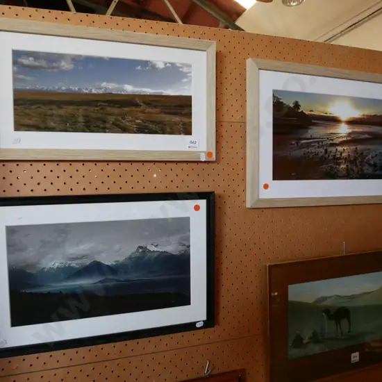 3x framed photographs - orange dots