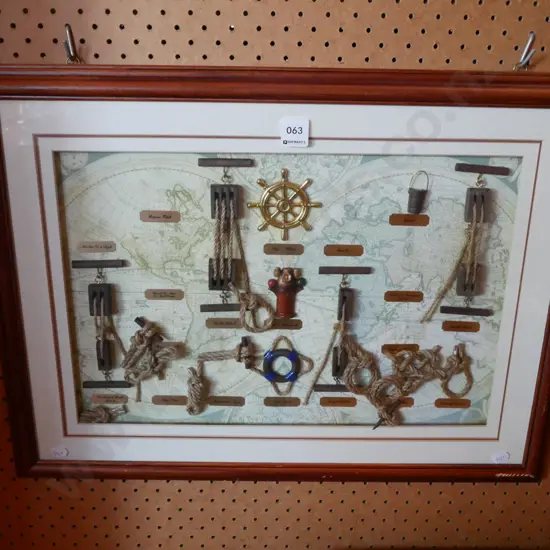 framed nautical themed shadow box - needs attention
