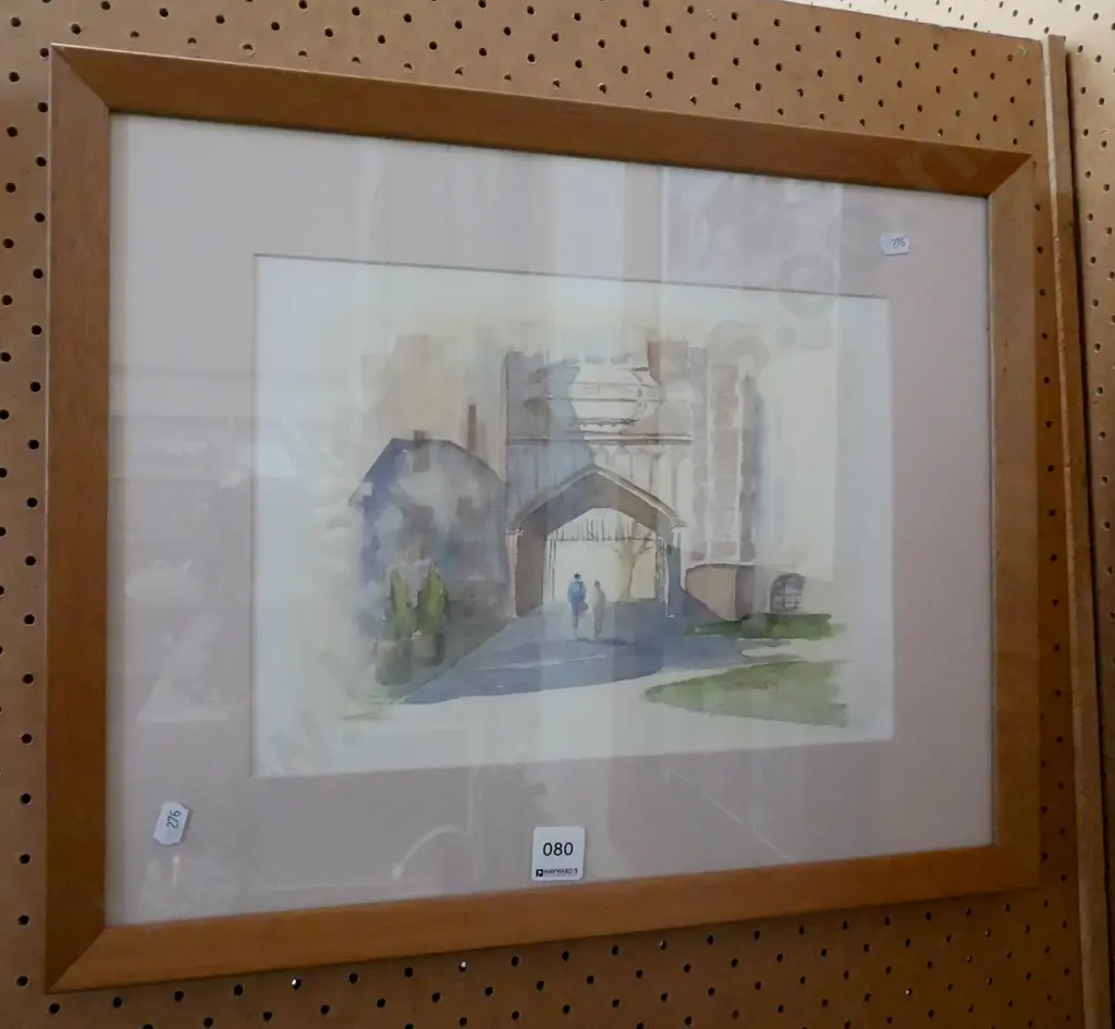 framed watercolour - Otago University Archway Image 1++