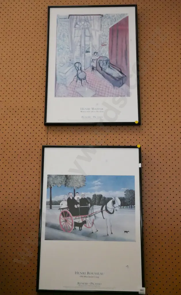 2x framed Renoir, 2x Picasso promotional prints - yellow dots Image 1++