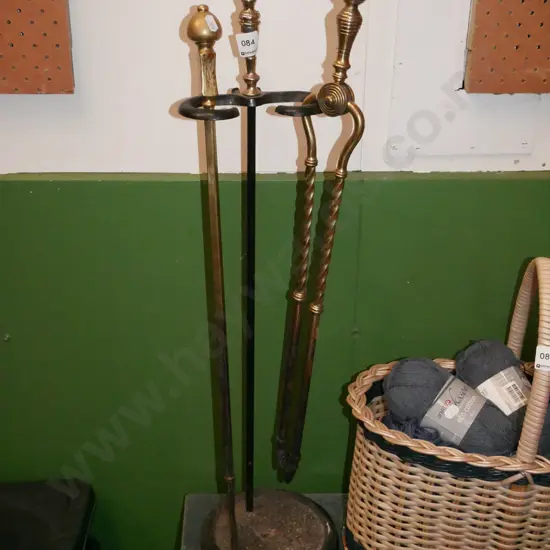 part brass fire set