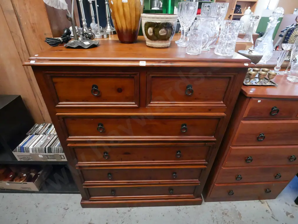 solid pine 6 drawer chest H-1220 W-1000 D-450 Image 1++
