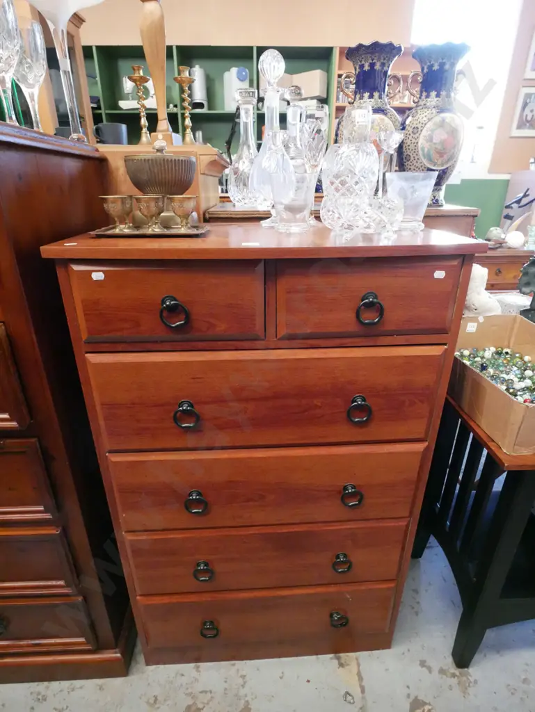 mdf faux wood veneer 6 drawer chest H-1045  Image 1++