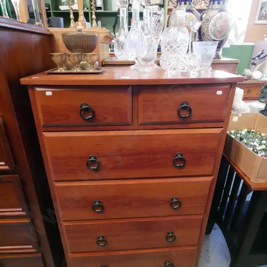 mdf faux wood veneer 6 drawer chest H-1045 