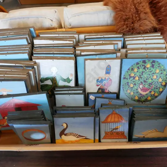 various 12 Days of Christmas prints on board - may have some missing