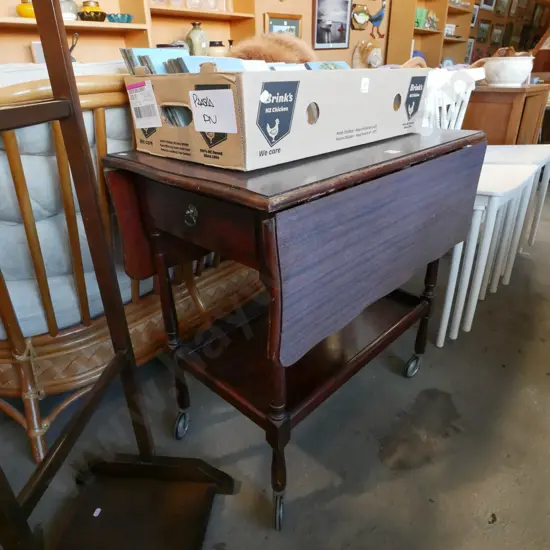 mahogany drop side tea trolley
