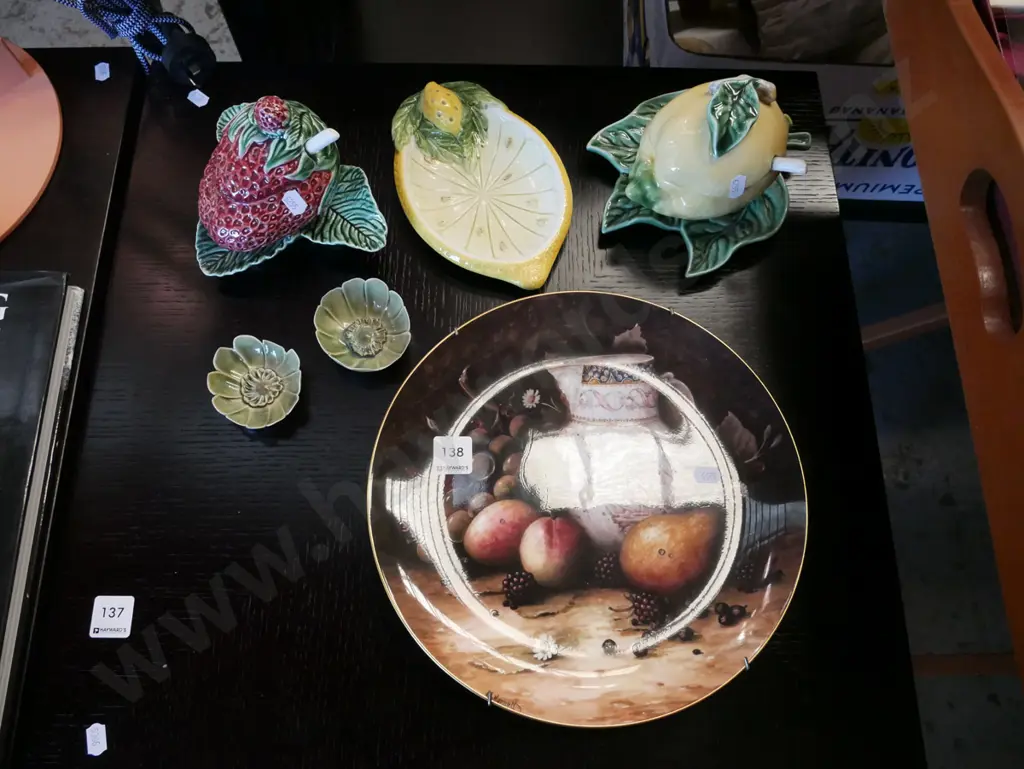Coalport cabinet plate, lemon dish, 2x fruit themed jam dishes Image 1++