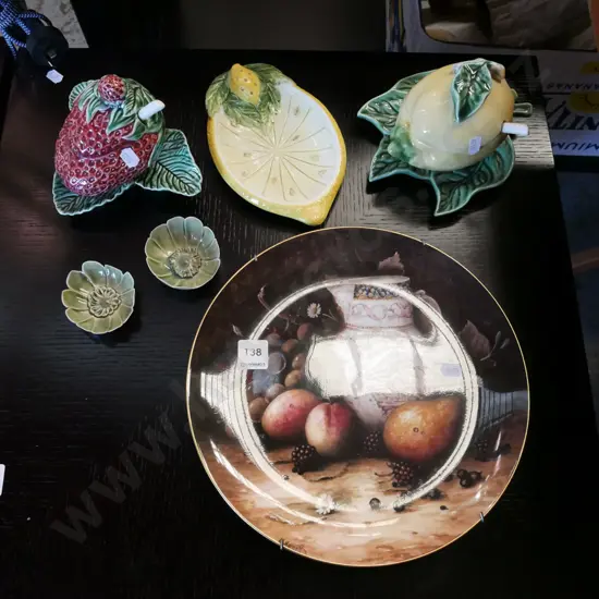 Coalport cabinet plate, lemon dish, 2x fruit themed jam dishes