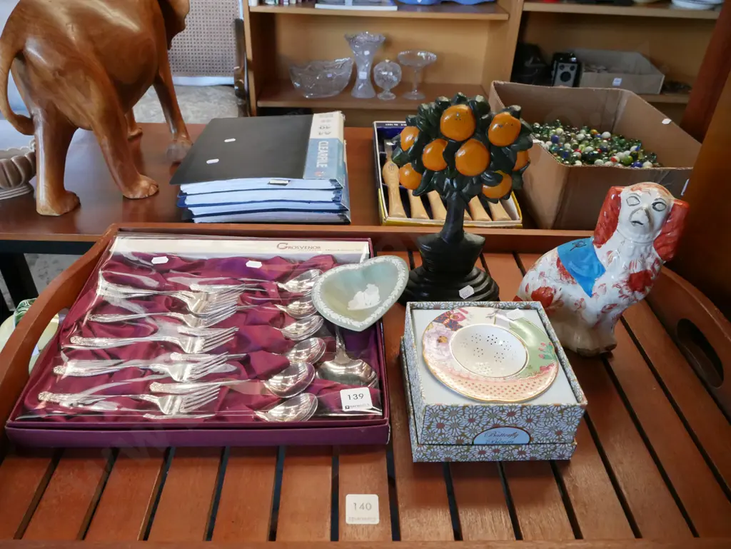 cutlery set, tea strainer, cast iron doorstop etc Image 1++