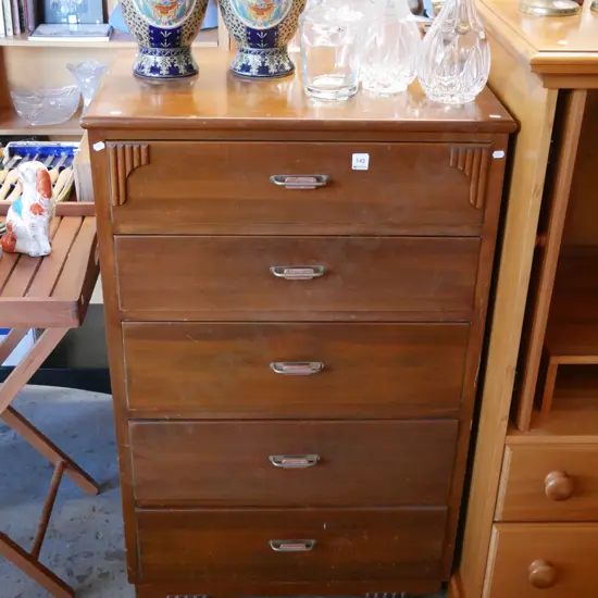 rimu 5 drawer tall boy H-1070 W-680 D-430