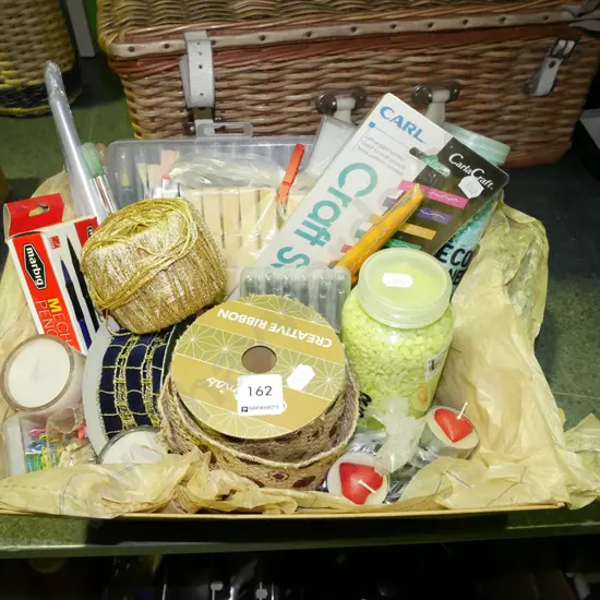 craft supplies; deco stones, candles, paint brushes etc