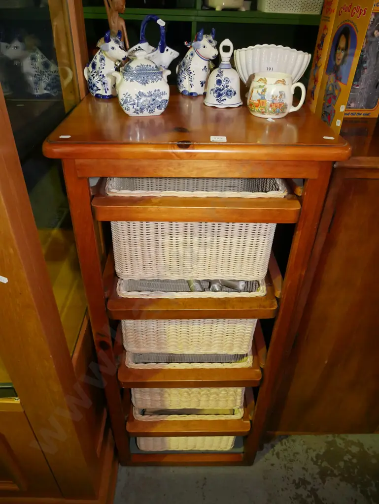 solid pine and cane 6 basket storage chest H-1120 W-500 D-450 Image 1++