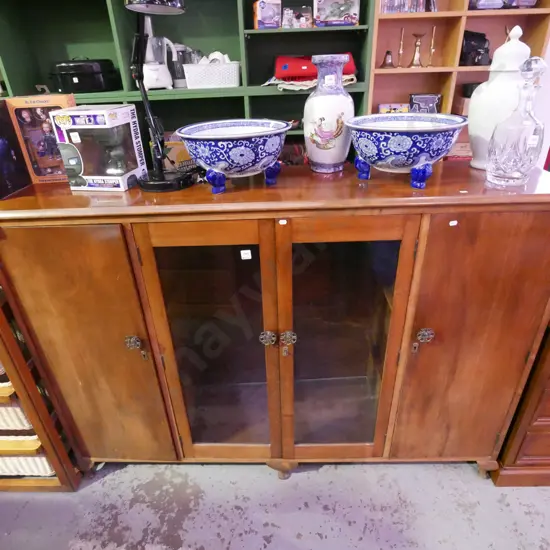 solid beech 4 door cabinet- 2x solid and 2x glazed doors H-1080 W-1530 D-370