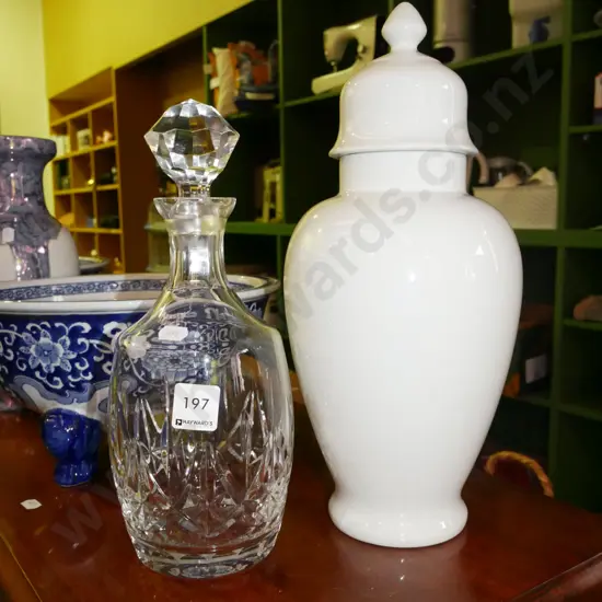 cut crystal decanter, white temple vase H-360