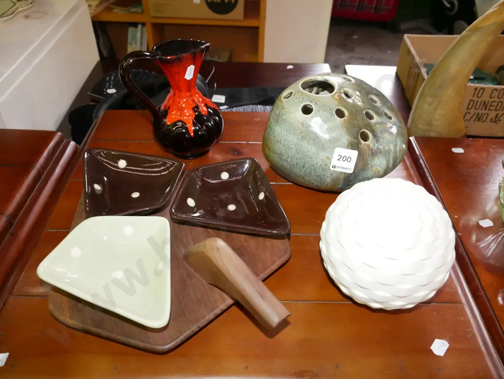 unusual pottery vase, jug, white ceramic ball, English 3 bowl serving dish Image 1++