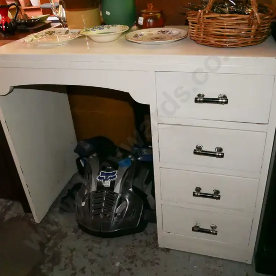 white painted wooden study desk H-770 W-915 D-420