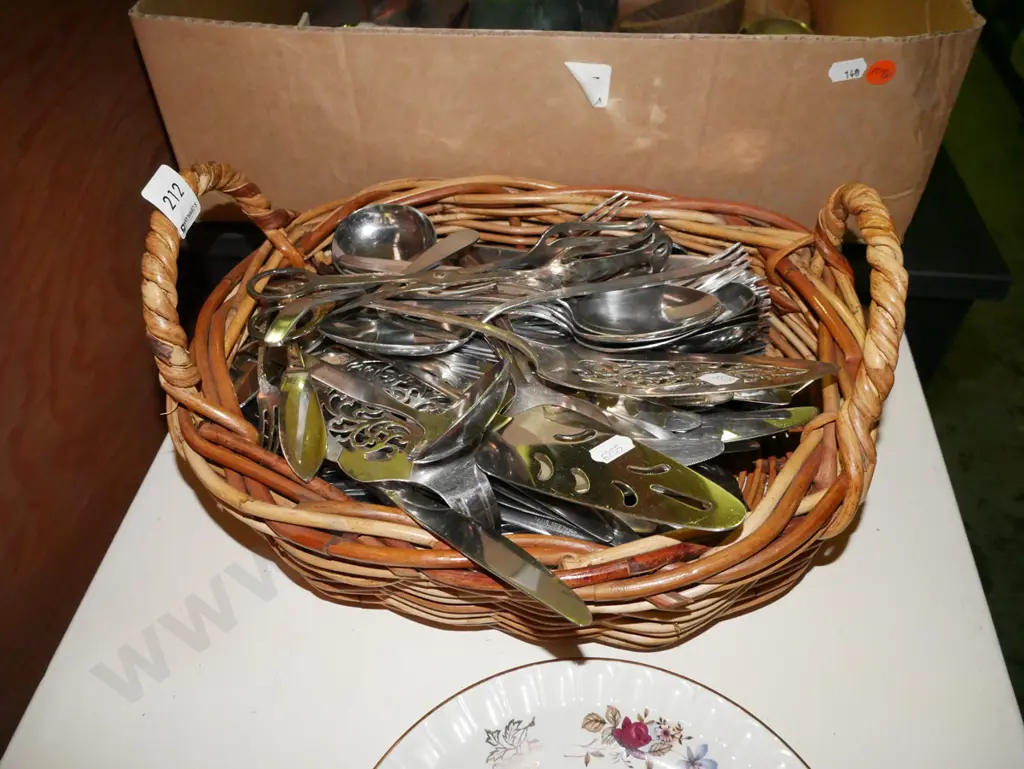 cane basket of cutlery Image 1++