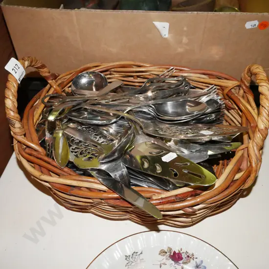 cane basket of cutlery