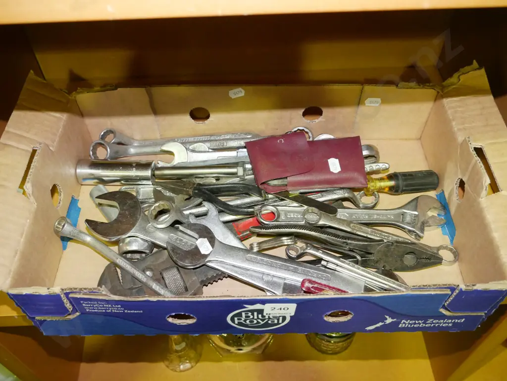 box; open ended ring spanners, allan keys, pliers etc Image 1++