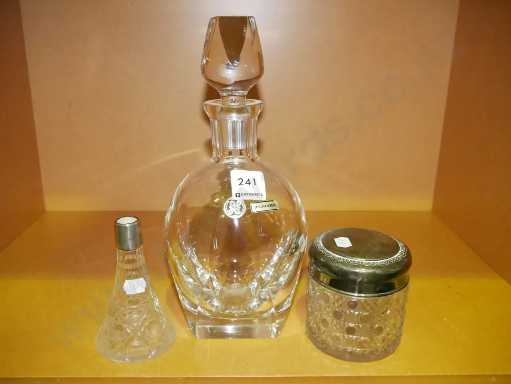 cut crystal decanter, vase, lidded jar Image 1++