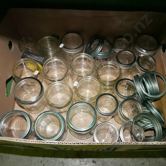box; AGEE jars with lids