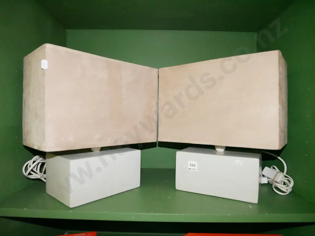 matching ceramic and suedette bedside table lamps Image 1++