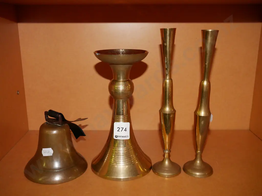 brass candlesticks, vases, bell H-210 Image 1++
