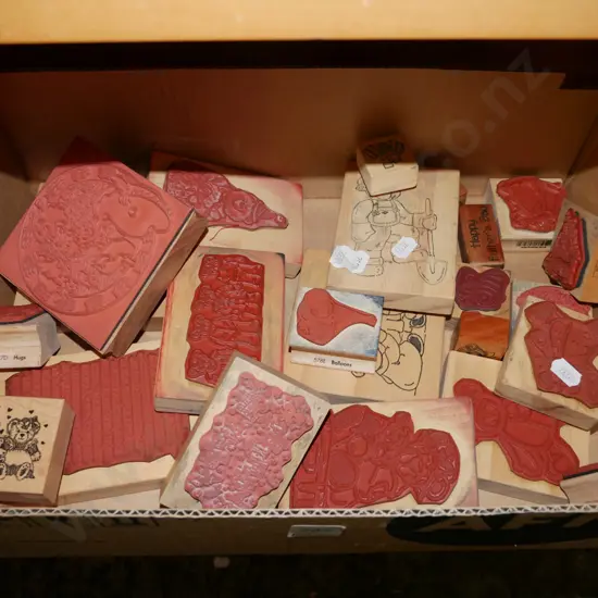 box; rubber stamps