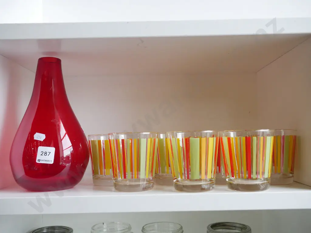 red glass, glass tumblers Image 1++