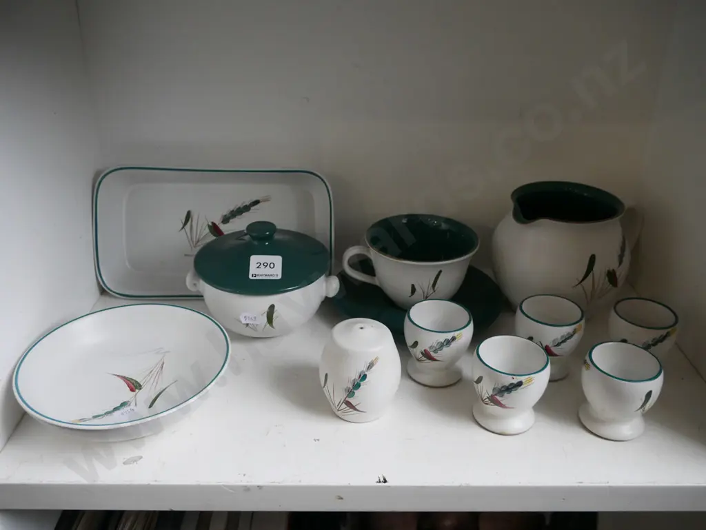 Denby Green Wheat; jug, baking dish, cups, saucers etc Image 1++