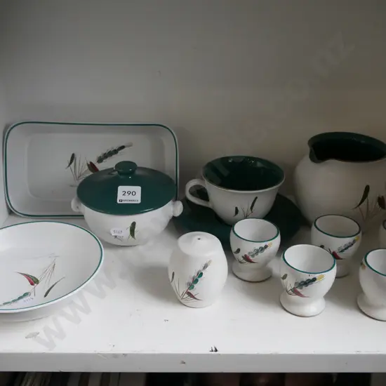 Denby Green Wheat; jug, baking dish, cups, saucers etc