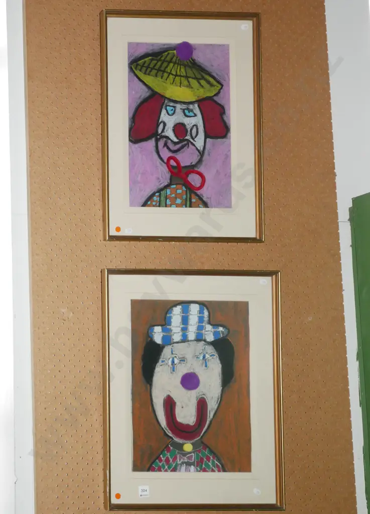 2x mixed medias - clown portraits Image 1++
