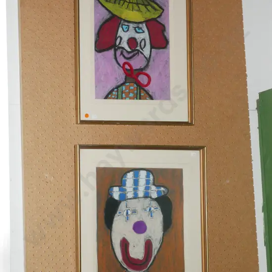 2x mixed medias - clown portraits