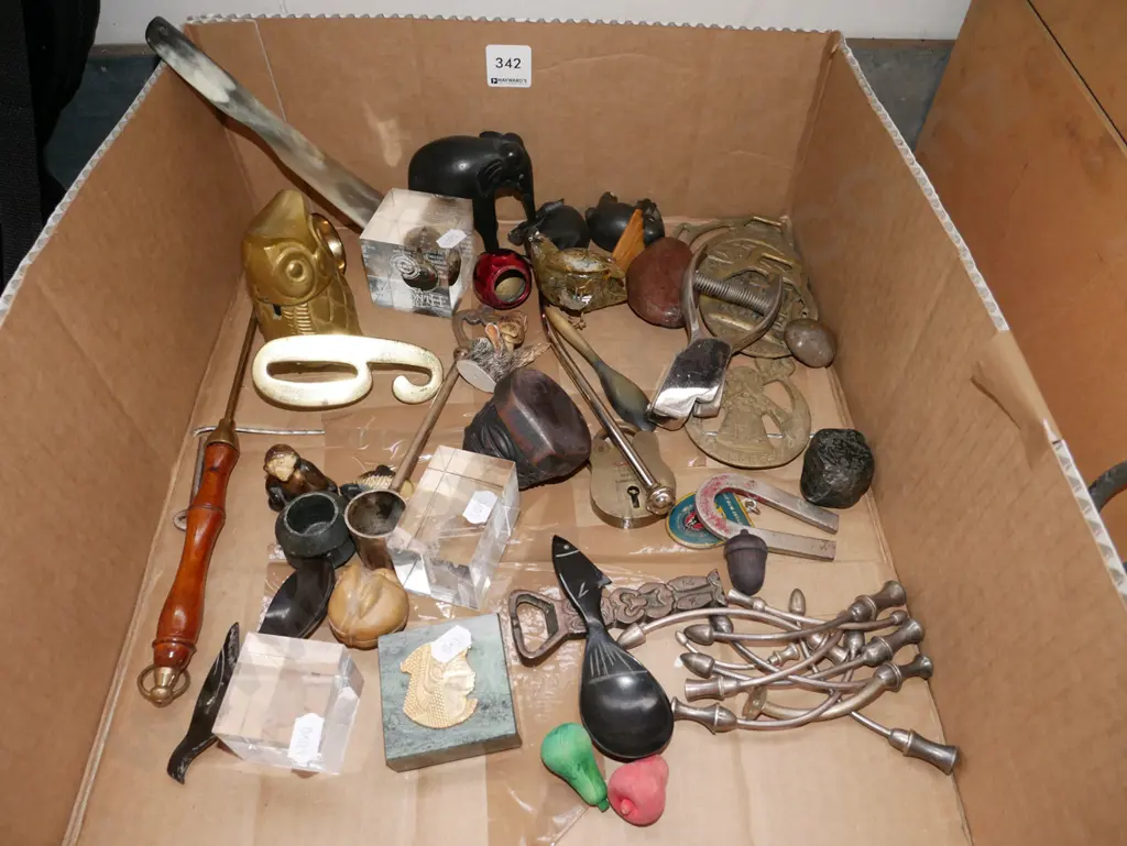 box; candle snuffer, ebony elephants etc Image 1++